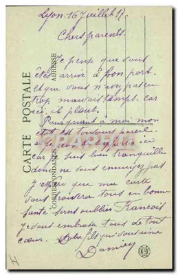 LYON — Piazza Bellecour e Coteau de Fourvière — Carrier, editore Dépose — Verso