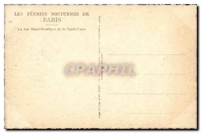 De straat Saint-Rustique en het Sacré-Cœur — De Nachtfesten van Parijs — Edities van Kunst Yvon — Achterkant