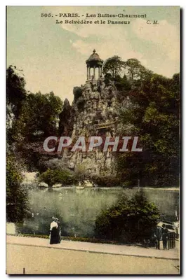 Paryż - Les Buttes-Chaumont - Belweder i most