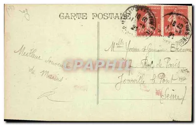 MARSEILLE - Pałac Longchamp — widok z ogrodu z fontanną — wydawca nieznany — Rewers