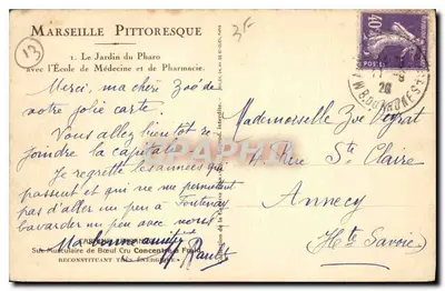 Marsiglia — Il Giardino del Faro con l'Università di Medicina e Farmacia — Marsiglia Pittoresque — Verso