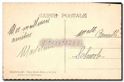 Farol de Santa María y la Darsena — Marsella — editor desconocido, número de serie no visible — Reverso