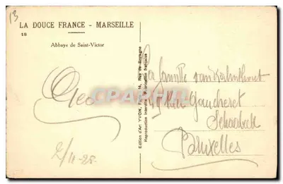 Abbaye de Saint-Victor — Marsylia — Édition d'Art YVOM — Rewers