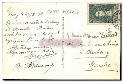 Vichy — L'Hôtel de Ville — G. D'O. 40 — Verso