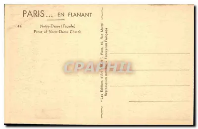 Notre-Dame de Paris — Façade — Les Éditions d'Art, Paris — Rewers