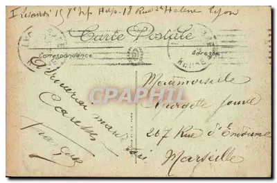 LYON — Plac Terreaux — Hotel de Ville, Fontaine Bartholdi i Pałac Sztuki — Rewers