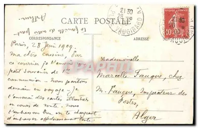 Paris - O Arco da Vitória - Praça do Carrousel — Bilhete postal antigo n°315 — Verso