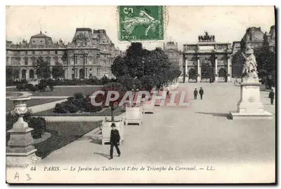 Paryż — Jardin des Tuileries i Arc de Triomphe du Carrousel — LL.