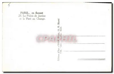Paris — O Palácio de Justiça e o Ponte au Change — Edições de Arte YVON — Verso
