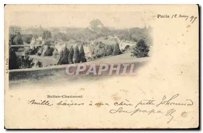 Stara pocztówka Paryż 12 listopada 99 Buttes Chaumont Karta 1899