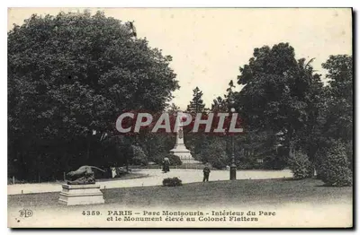 PARIS — Park Montsouris — Wewnętrzna część parku i Pomnik poświęcony Kpt. Flatters — Wydawca E.D. n° 4359