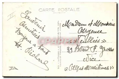 Vichy — A Nova Postagem — L. Azéma (S.A.D.G.), 1º Grande Prêmio de Roma, Arquiteto do Governo e da Cidade de Paris — Verso