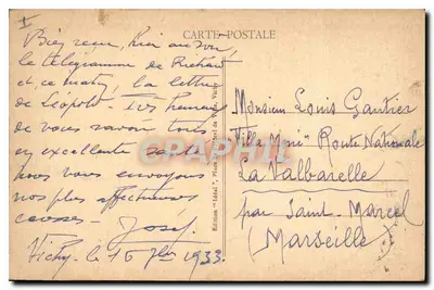 Vichy - A Pergola em direção ao Palácio das Fontes — edição JACQUET, n° 345 — Verso