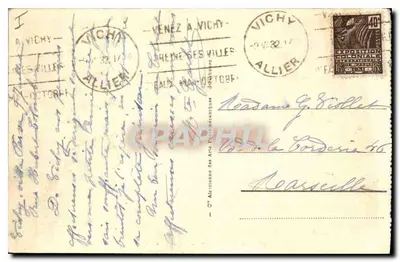 Vichy - A Restauração — Bilhete postal antigo n°200 — Verso