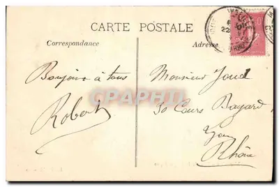 Marselha - Rue de la République — vista da rua com trem e loja Samaritaine — L. P. M. - 20 — Verso