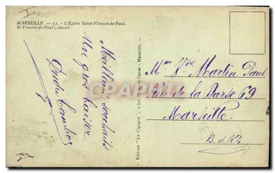 Kerk van Sint Vincentius van Paulus — Marseille — Uitgave 'La Cigogne' — Achterkant