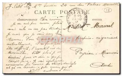 Marseille - La Corniche (L'Anse du Prophète) — portowy widok z łodziami — wydawca nieznany, numer seryjny 83 — Rewers