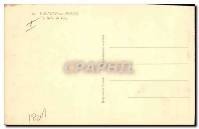Valence-sur-Rhône — Hotel de Ville — Wydrukowane we Francji — Rewers