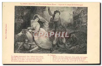 Os DOIS AMANTES, perto do Pont-Saint-Pierre (Eure) — Lenda do tempo de Carlos Magno — Ed. A. Lavergne, Vernon