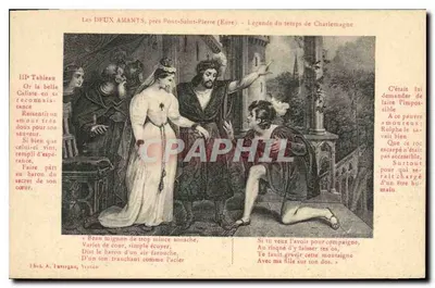 Les DEUX AMANTS, perto de Pont-Saint-Pierre (Eure) — Lenda do tempo de Charlemagne — Editor A. Laveigne, Vernon