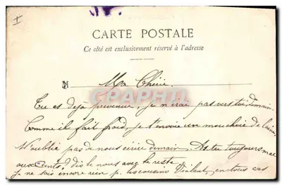 Chambéry - O Castelo — vista do castelo com estátua no primeiro plano — editor: Vallée, fot. 1907, Aubière — Verso