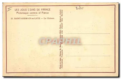Saint-Germain-en-Laye — O Castelo — Les Jolis Coins de France, n°11 — Verso