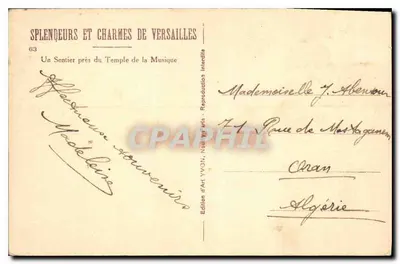 Versailles — Um Caminho Próximo ao Templo da Música — Edição de Arte VV/34, n°63 — Verso