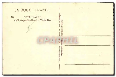 Vieja Rue en Niza — Editor: Les Éditions d'Art Yvon, N°98 — Reverso