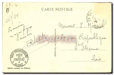 Haut-Königsbourg — Widok z lotu ptaka — Wydanie specjalne Zamku, Braun & Cie, Mulhouse-Dornach — Rewers