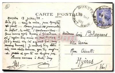 Munster — Ogólny widok miasta i Vosgów — wydawca Graphil, nr 6144 — Rewers