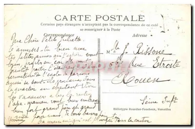 Bilhete postal antigo Fachada do Palácio de Versailles — Verso