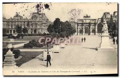 Paryż — Jardin des Tuileries i Arc de Triomphe du Carrousel — L.L. n°44