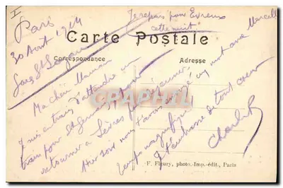 O Ponte da Concórdia e a Câmara dos Deputados, Quai d'Orsay — F. Fleury, Paris — Verso