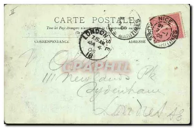 Bilhete postal antigo Monte Carlo la Condamine — Verso