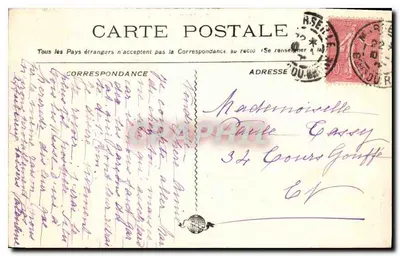 Marseille - Jins du Prophète — widok portu z łodziami i budynkami na wzgórzu — Rewers
