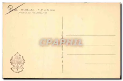Marseille — N.D. de la Garde — Protokół procesji penitentów (1835) — Rewers