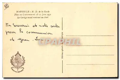 Fiestas del Coronamiento - El cortejo naval regresando al Puerto — Edición especial de la Basílica — Reverso