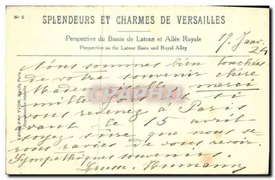 Bassin de Latón y Avenida Real — Versalles — Edición artística YVON, N°5 — Reverso
