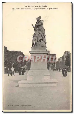 Ogród Tuileries — Statua «Quand Même» autorstwa Mercié — L. J. & C°, wyd., Angoujéans Paryż