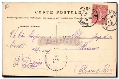 LYON — O Palácio de Justiça e o Côteau de Fourvière, editor anônimo, n° 5253 — Verso