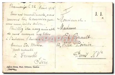 Chamonix — Aiguilla del Dru e Ferrovia del Montenvers — J. J. 8554 — Verso