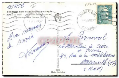 Chamonix Mont-Blanc — La Mer de Glace e le Grandi Jorasses — G. Gany — Verso