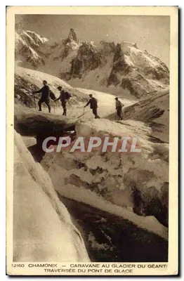 Chamonix — Karawanę w stronę lodowca Géant — przejście przez most lodowy