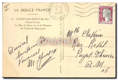 Die Sicht auf das Eis Meer von der Terrasse des Hotels Montenvers — Chamonix-Mont Blanc — Edition La Douce France — Rückseite