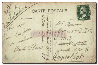 Tarjeta postal antigua Avenida Victor Hugo Valence — Reverso