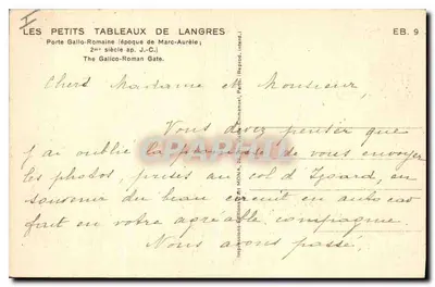 Drzwi Gallo-Rzymskie — Langres — Wydawca Mona, n° EB.9 — Rewers
