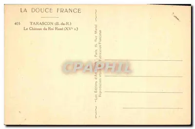 Tarascon — Zamek Króla Renégo (XVe w.) — Wydawnictwo Art Yvon, Paryż — Rewers