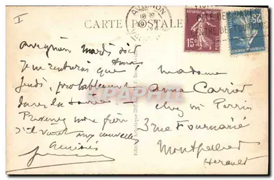 Aviñón - Plaza del Palacio — Estatua de Grillon y antiguo Palacio de los Arzobispos — Editor IDEALE M.P.B. n° 127 — Reverso