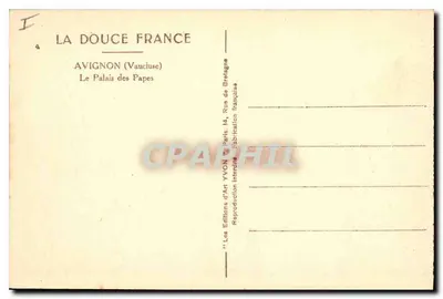 Avignon — O Palácio dos Papas — Edições d'Art Yvon — Verso