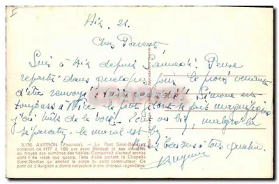 Ponte Saint-Bénézet — Avignon — editor Rolla, n°3.178 — Verso